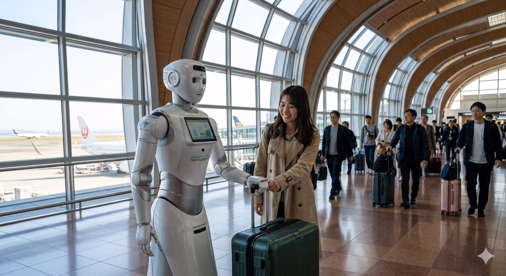 Japan Airlines humanoid robots Haneda airport 2026